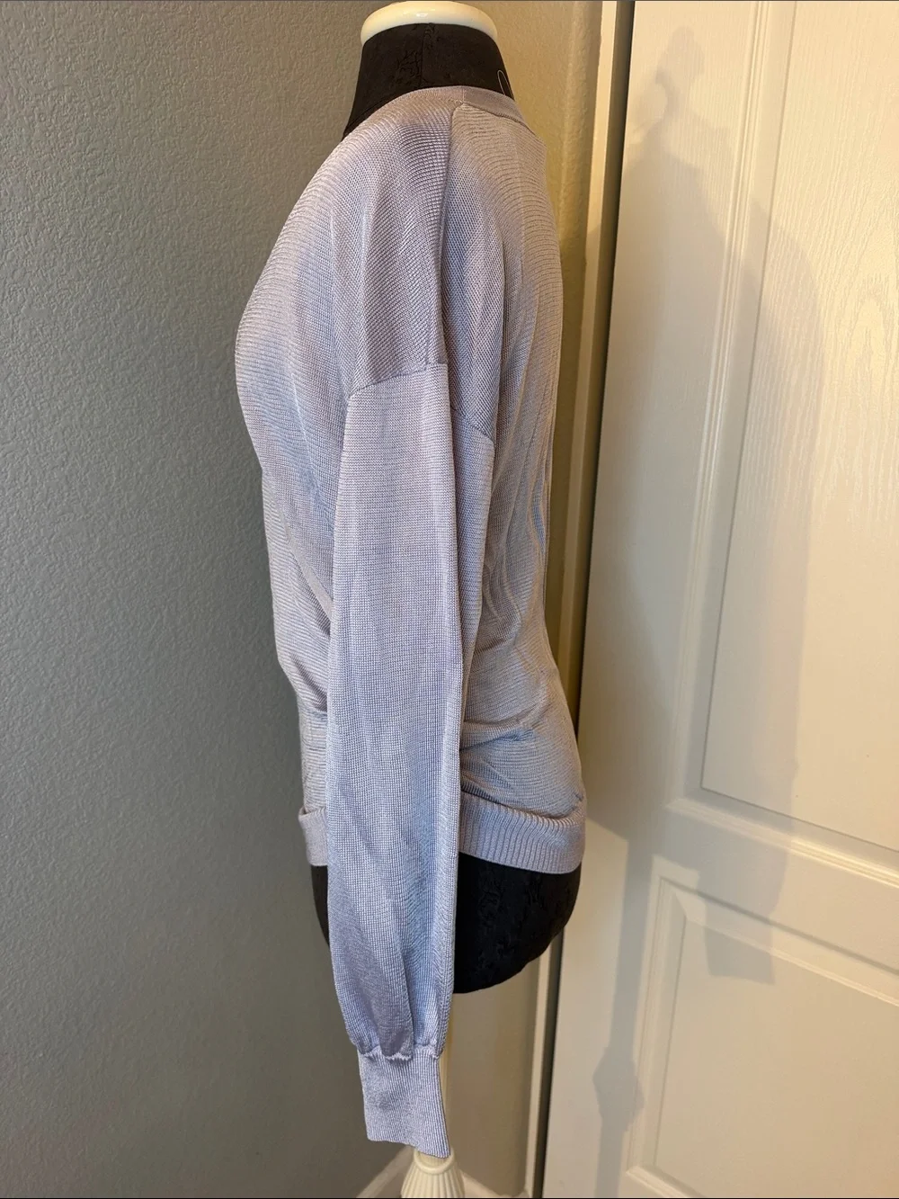 Free People Veronica Long Sleeve Viscose Dusty Lavender Wrap V-Neck Sweater Smal